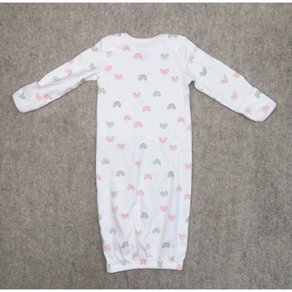 Carters Simple Joys Girls Newborn Long Sleeve Gown White Rainbows